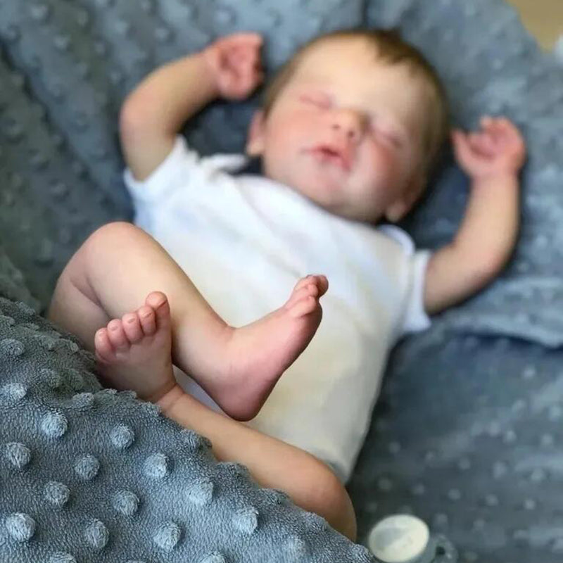 Poupées Reborn de 19 pouces avec les yeux fermés et les cheveux blonds-Sam