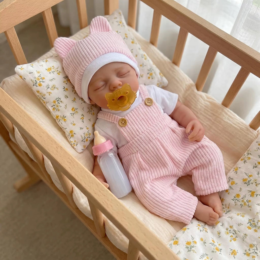 30cm Realistic Full Silicone Irys Reborn Doll Girl in Pink Outfits
