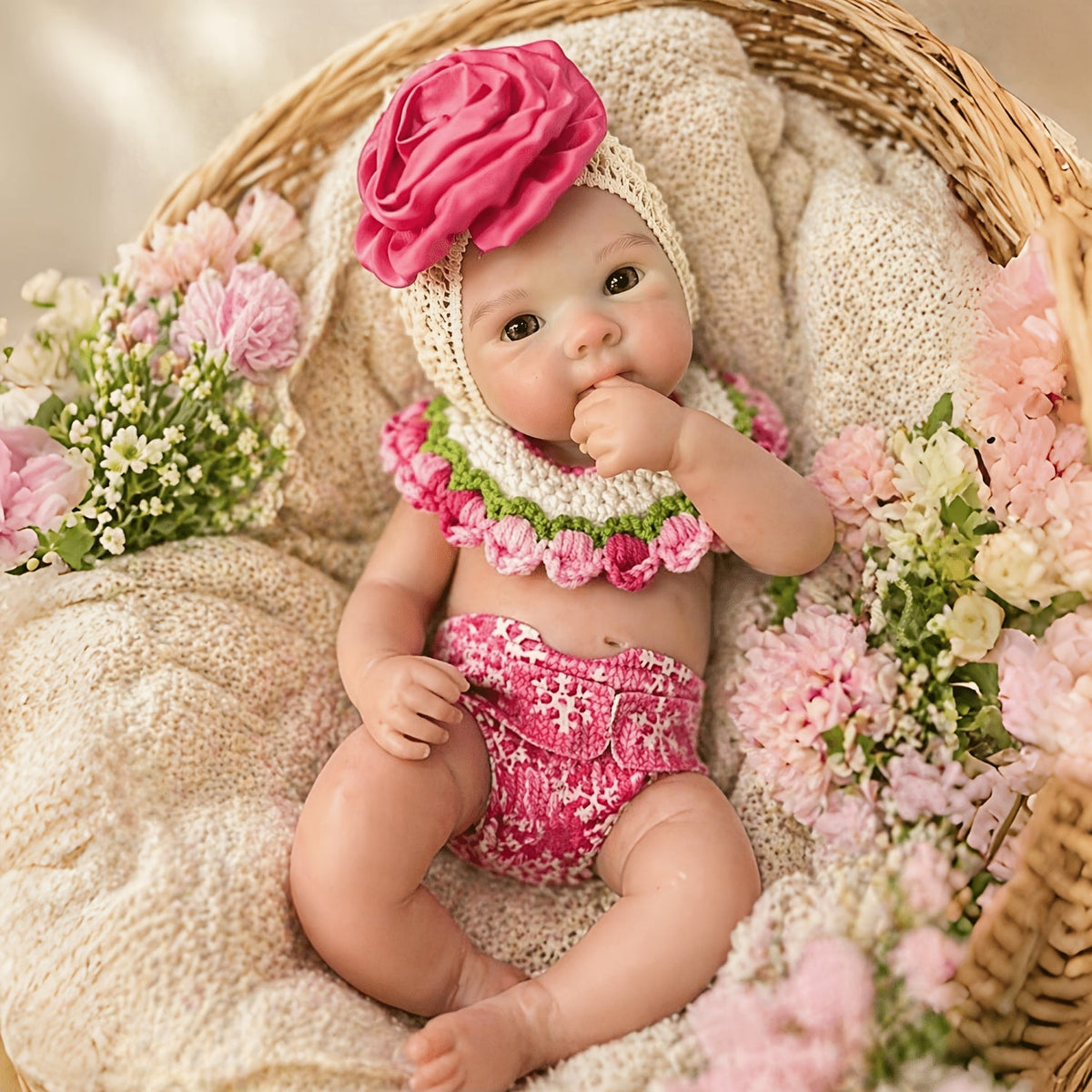 30cm Full Silicone Bettie Reborn Baby Girl in Knitted Outfits