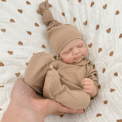 30cm Full Silicone Asleep Pascale Reborn Doll Girl In Brown Outfits
