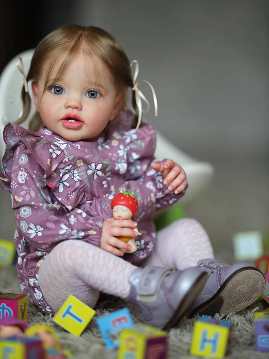 Vera 24 pouces 60 cm yeux bleus racine cheveux renaître enfant en bas âge-Lottie