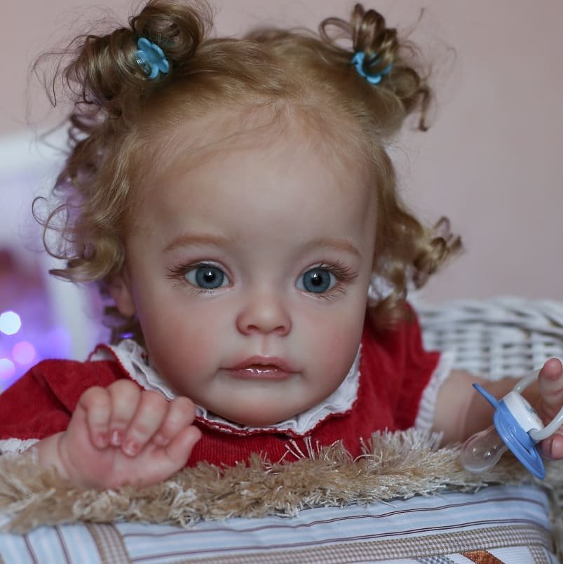 Poupées Reborn aux yeux ouverts de 24 pouces avec robe rouge-Suesue