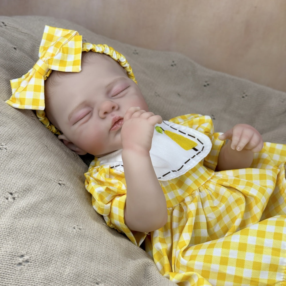 19 inches 3D-Paint Sleeping Reborn Doll Irys in Yellow Dress