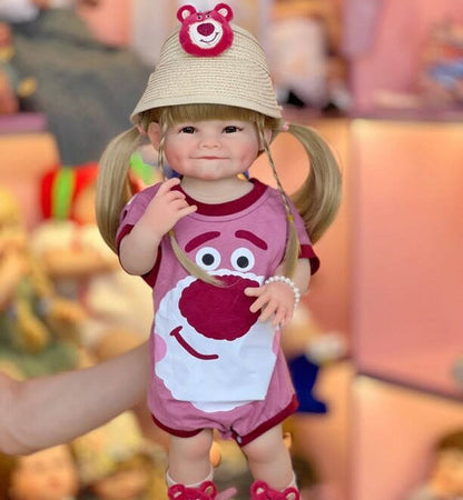 Poupée Reborn aux cheveux blonds longs et aux yeux ouverts de 22 pouces pour filles - Raya