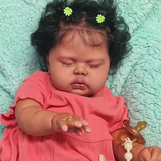 Bébé Reborn Fille Câline de 24 pouces Yeux Fermés Peau Foncée-Pickle