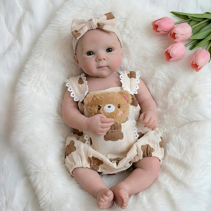18 Inches Full Silicone Bettie Reborn Doll Girl in Little Bear Outfits