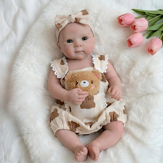 18 Inches Full Silicone Bettie Reborn Doll Girl in Little Bear Outfits