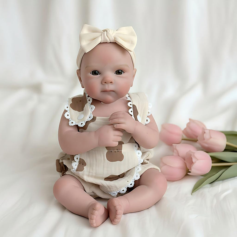 18 Inches Full Silicone Bettie Reborn Doll Girl in Little Bear Outfits
