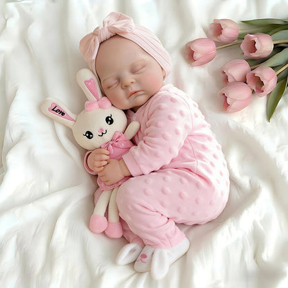 18 Inches Lifelike Full Silicone Peaches Reborn Doll Girl in Pink Outfits