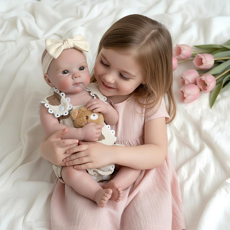 18 Inches Full Silicone Bettie Reborn Doll Girl in Little Bear Outfits