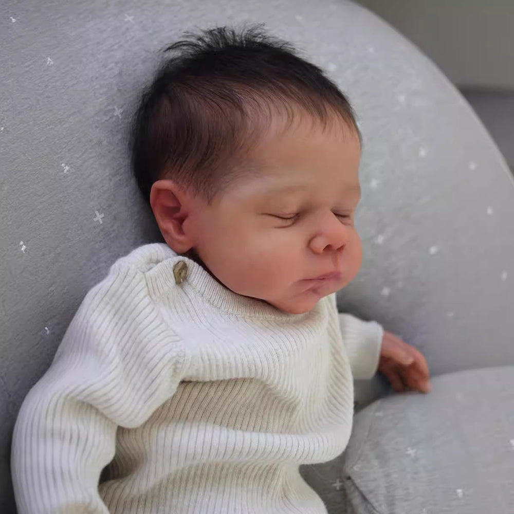 Poupées Reborn violettes endormies de 20 pouces/50Cm avec cheveux courts-Marley