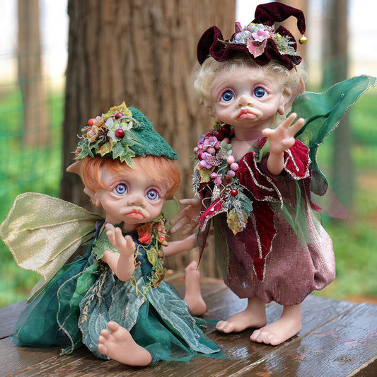 Elfes jumeaux renaissants aux yeux bleus réalistes de 16 pouces