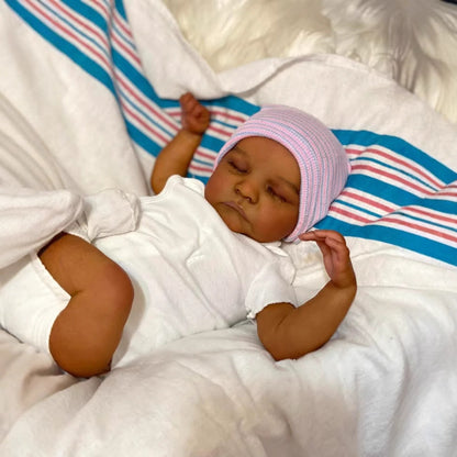 Poupée Reborn Miles de 45 cm yeux fermés peau foncée - Levi