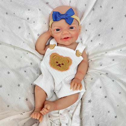 30cm Lifelike Smile Full Silicone Blue Eyes Reborn Doll - Charlie