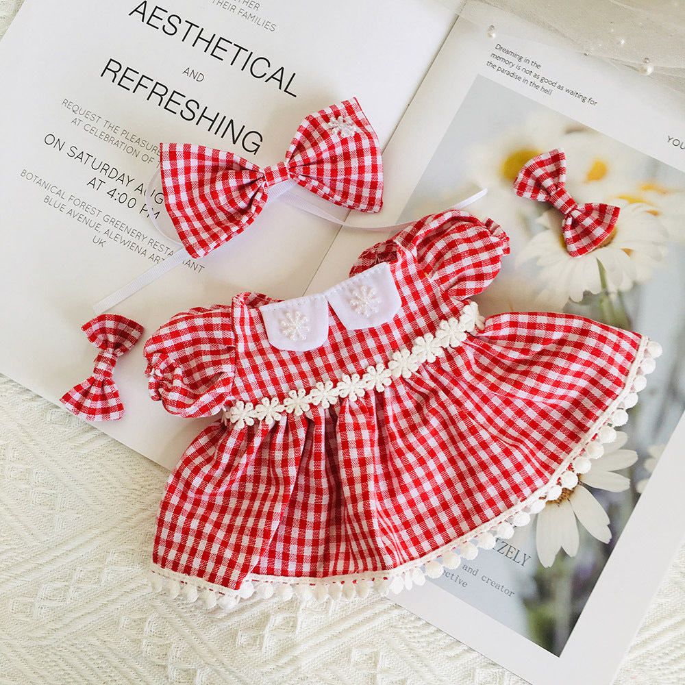 Jolie robe florale en dentelle et pince à cheveux ensemble 2 pièces pour poupées de 30 cm