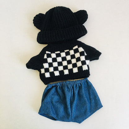 Plaid Sweater, Jeans and Hat 3-Piece Set for 12 Inches/30cm Reborn Dolls