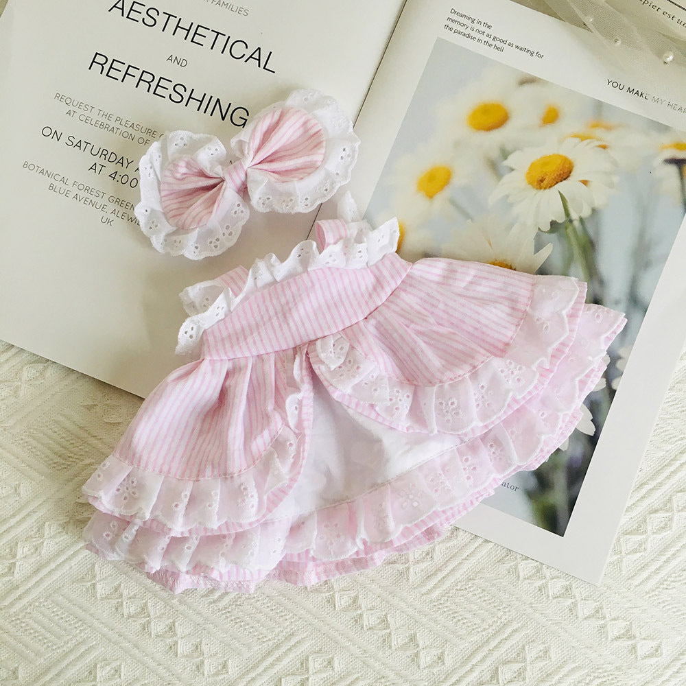 Jolie robe florale en dentelle et pince à cheveux ensemble 2 pièces pour poupées de 30 cm