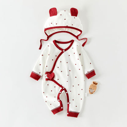 Color-blocking Printed Bodysuit and Hat 2-Piece Set for 18-22 Inches Reborn Dolls