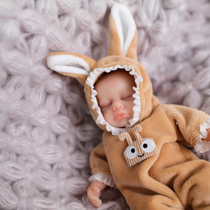 Poupée reborn miniature en silicone de 15 cm (6 pouces) yeux fermés - Loulou