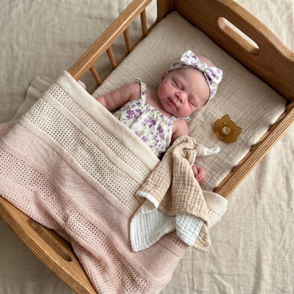 30cm Full Silicone Closed Eyes Pascale Reborn Doll Girl In Purple Floral Rompers