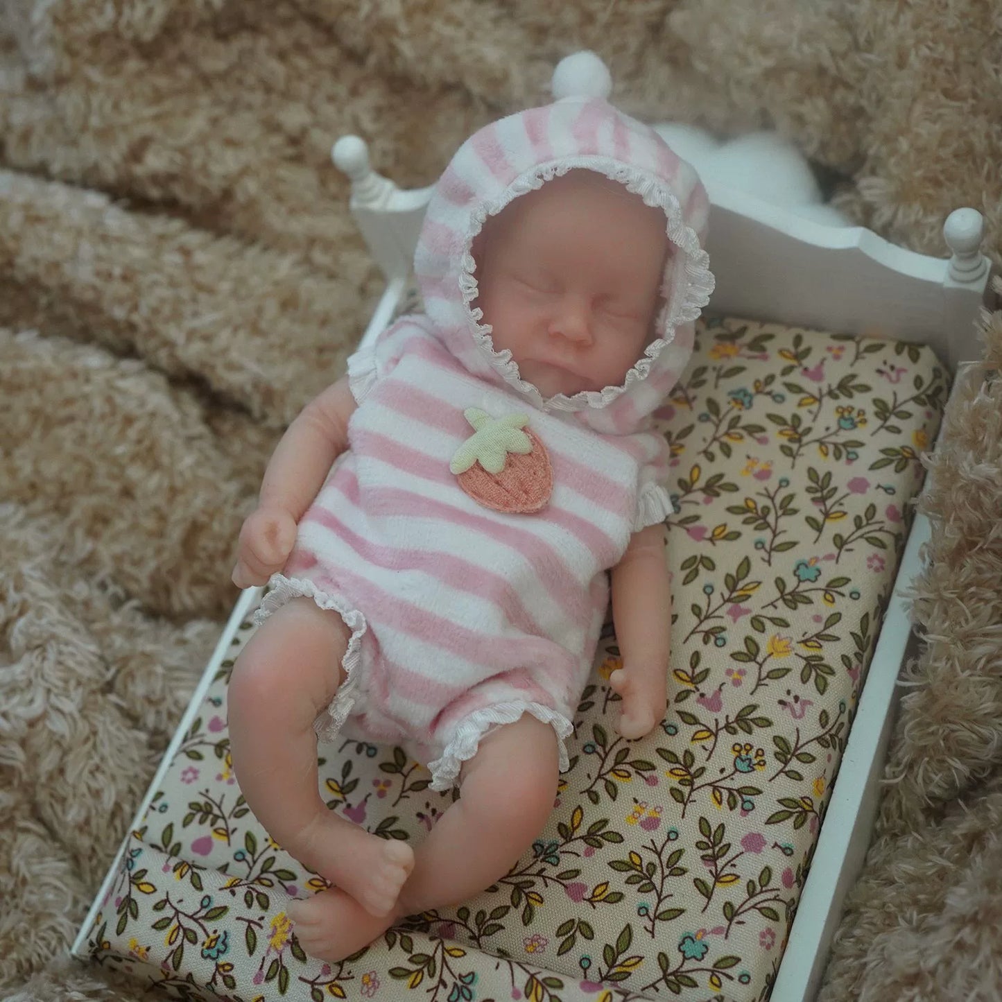 Mini poupée reborn de 6 pouces aux yeux fermés garçon/fille-levi