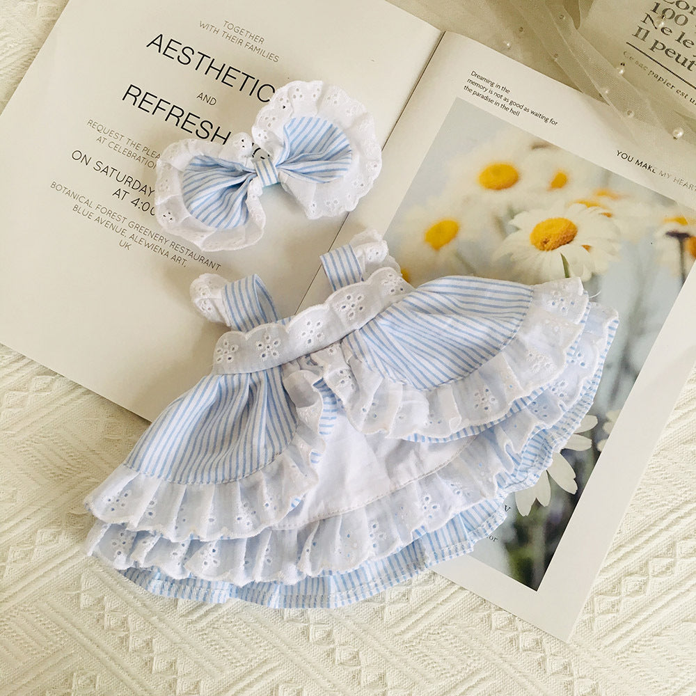 Jolie robe florale en dentelle et pince à cheveux ensemble 2 pièces pour poupées de 30 cm