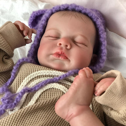 Poupées Reborn endormies de 20 pouces avec cheveux peints -Loulou