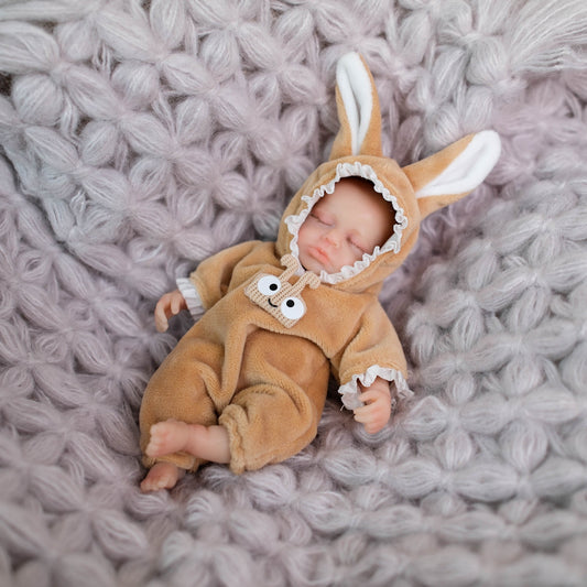 Poupée reborn miniature en silicone de 15 cm (6 pouces) yeux fermés - Loulou