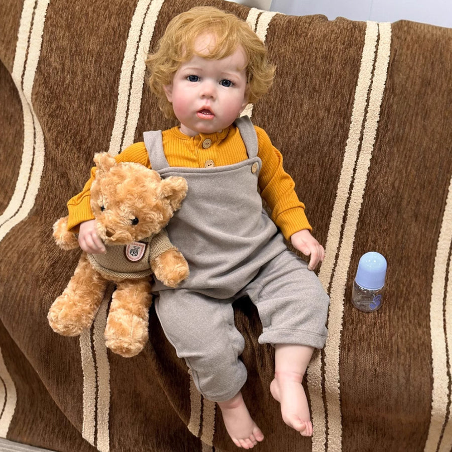 Poupée bébé Reborn aux cheveux blonds mignons de 22 pouces - Liam