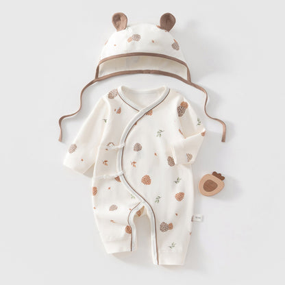 Cotton Printed Bodysuit and Hat 2-Piece Set for 18-22 Inches Reborn Dolls