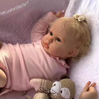 60cm Queena Realistic Open Eyes Blonde Hair Reborn Doll Lottie