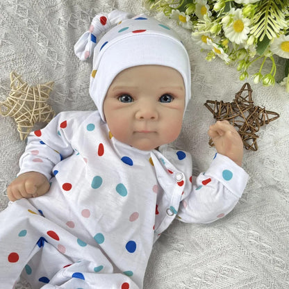 18 Inches Cute Open Eyes Bettie Reborn Dolls Girl In Polk Dot Jumpsuit