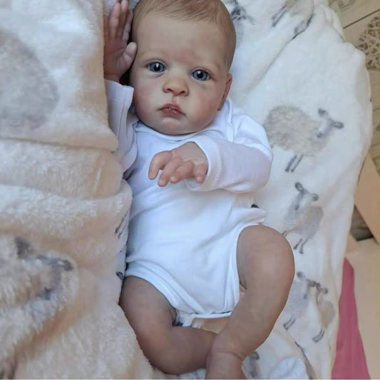 Poupée Reborn Oskar aux yeux bleus réalistes de 19 pouces