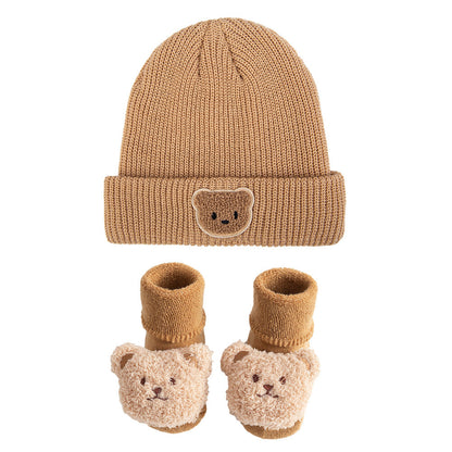 Bear Knitted Hat and Socks 2-piece Set for 17-24 Inches Dolls