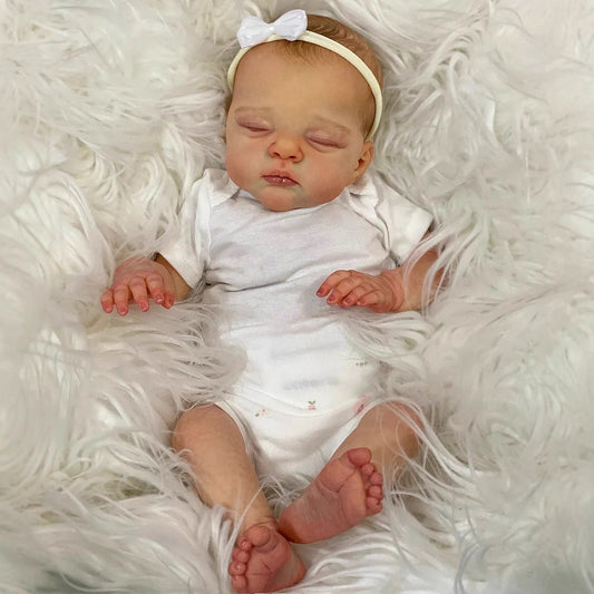 Poupée Reborn Irys de 20 pouces corps souple et réaliste yeux fermés