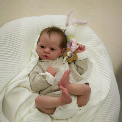 Poupées Reborn de 19 Pouces Avec les Yeux Ouverts et les Cheveux Courts-Evi