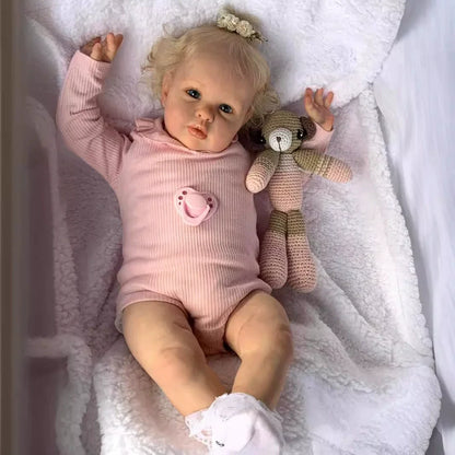 60cm Queena Realistic Open Eyes Blonde Hair Reborn Doll Lottie