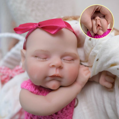 Bébé reborn Peaches de 30 cm en silicone souple yeux fermés petite fille