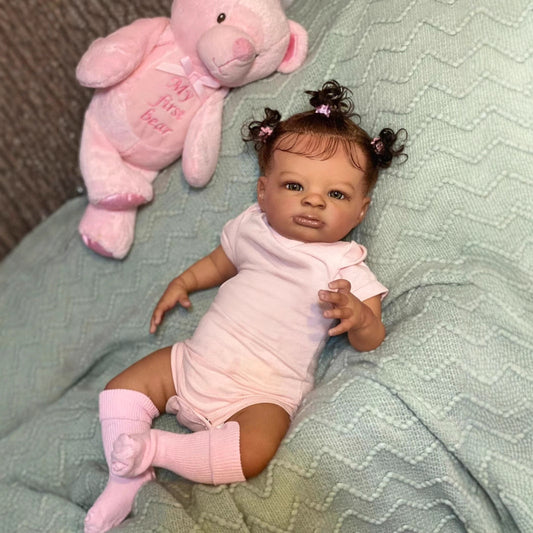 Poupée Reborn Lanny Spring 19 pouces peau foncée corps doux