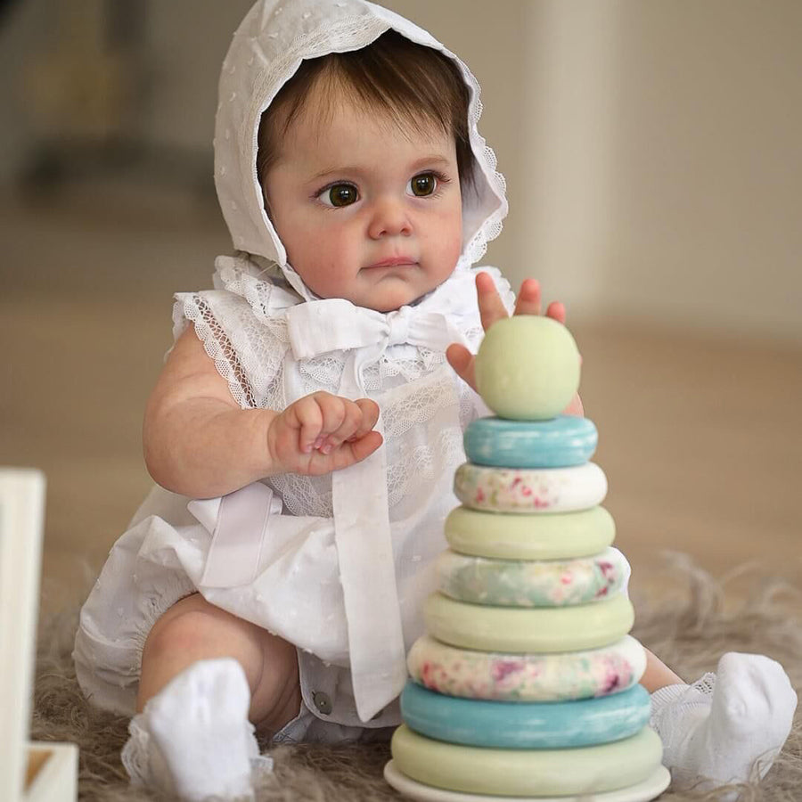 Poupée Reborn Sabina de 24 pouces avec les yeux ouverts et les cheveux courts - Maggie