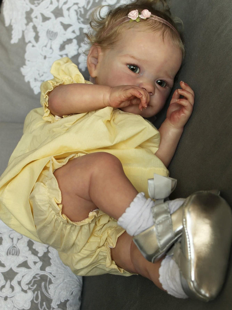 Poupée Reborn réaliste Darcy yeux ouverts 24 pouces avec cheveux