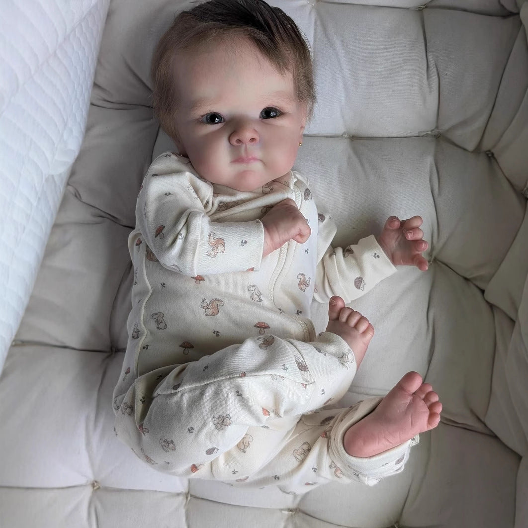 Poupée Reborn en tissu aux cheveux courts et aux yeux ouverts de 18 pouces - Bettie