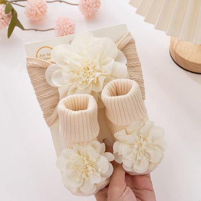 Chiffon Floral Headband sand Socks 2-piece Set for 17-24 Inches Dolls