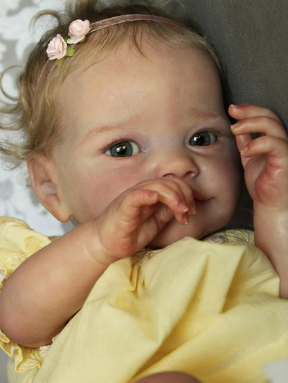 Poupée Reborn réaliste Darcy yeux ouverts 24 pouces avec cheveux