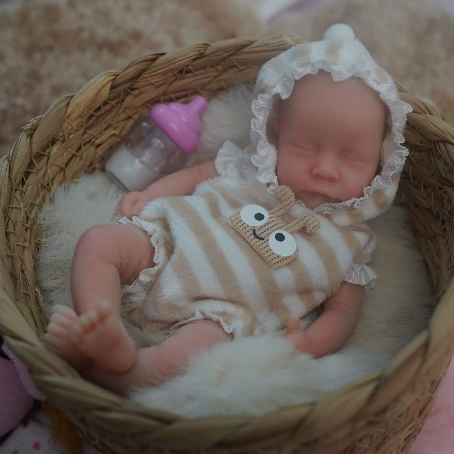 Mini poupée reborn de 6 pouces aux yeux fermés garçon/fille-levi