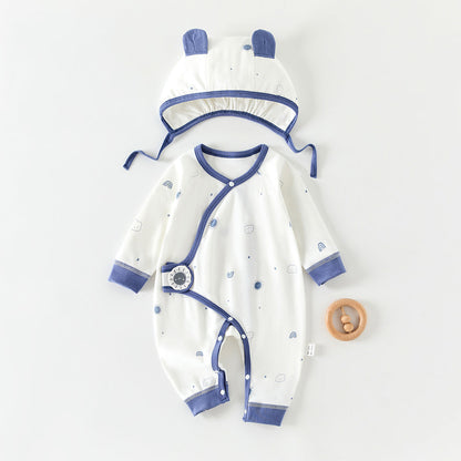 Color-blocking Printed Bodysuit and Hat 2-Piece Set for 18-22 Inches Reborn Dolls