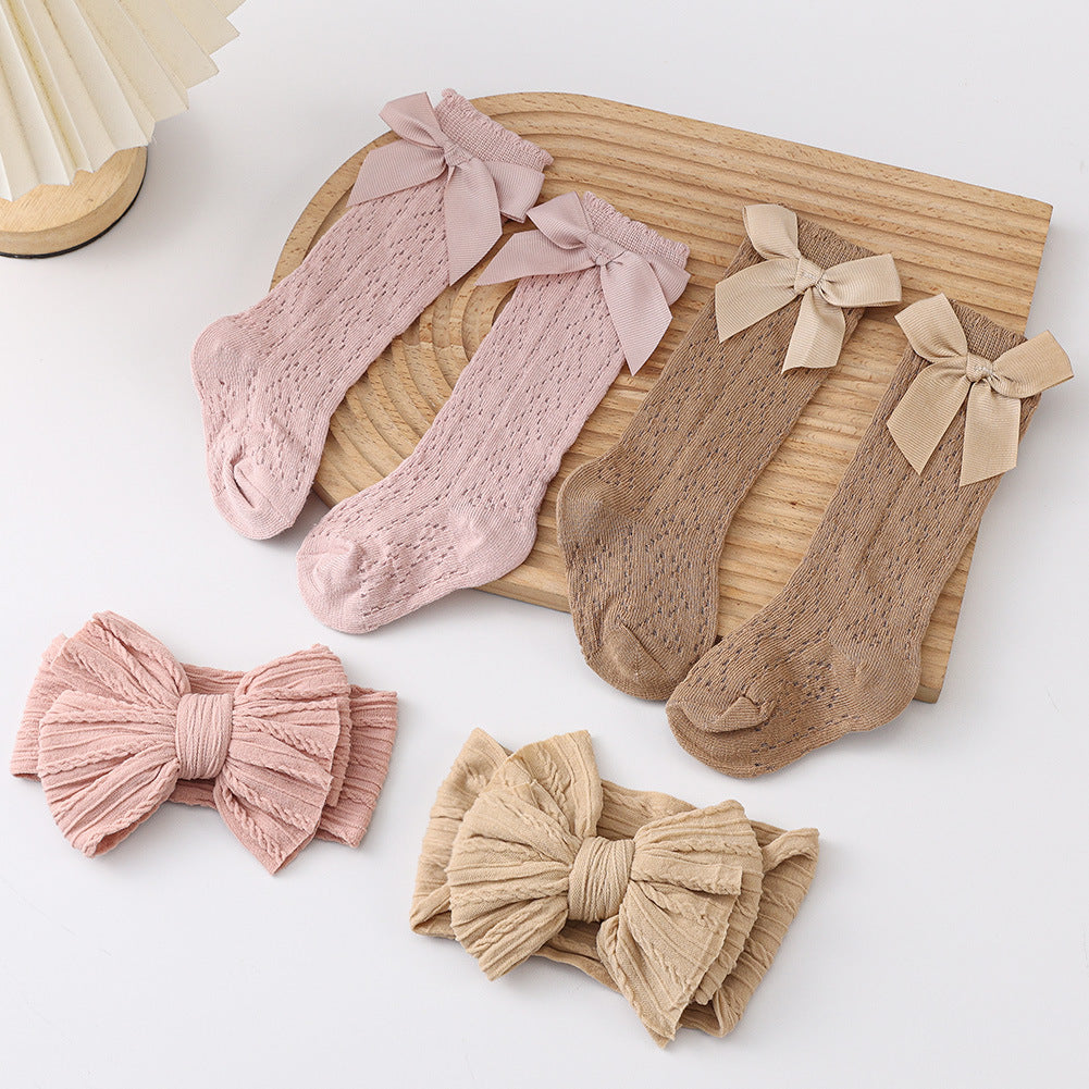 Bow Headband and Socks 2-piece Set for 17-24 Inches Dolls