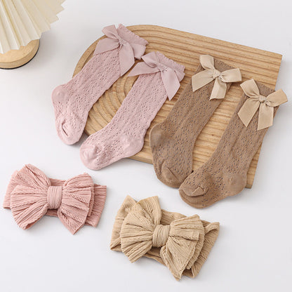 Bow Headband and Socks 2-piece Set for 17-24 Inches Dolls