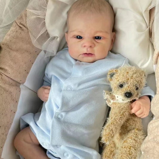 Hilda Poupée Reborn réaliste aux yeux ouverts de 19 pouces avec cheveux dessinés - Elijah