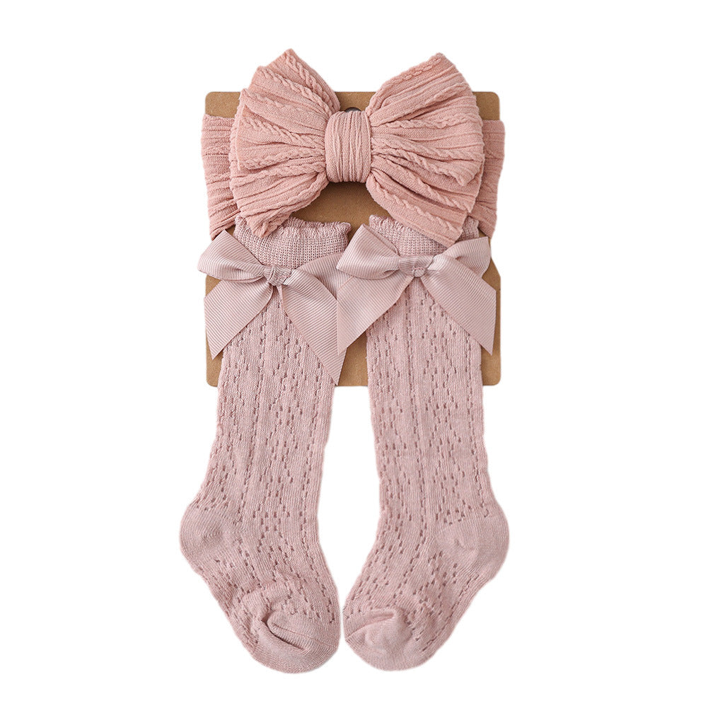 Bow Headband and Socks 2-piece Set for 17-24 Inches Dolls